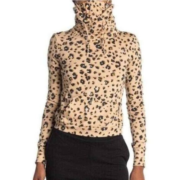 NWT Love, Fire Tan Animal Print Mask Hoodie Size S - Picture 2 of 11
